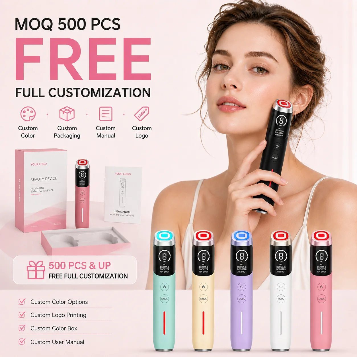 4in1 Face Neck Lifting Massager MC Electroporation Device Nutrient Absorption Deep Cleansing Facial Care Instrument