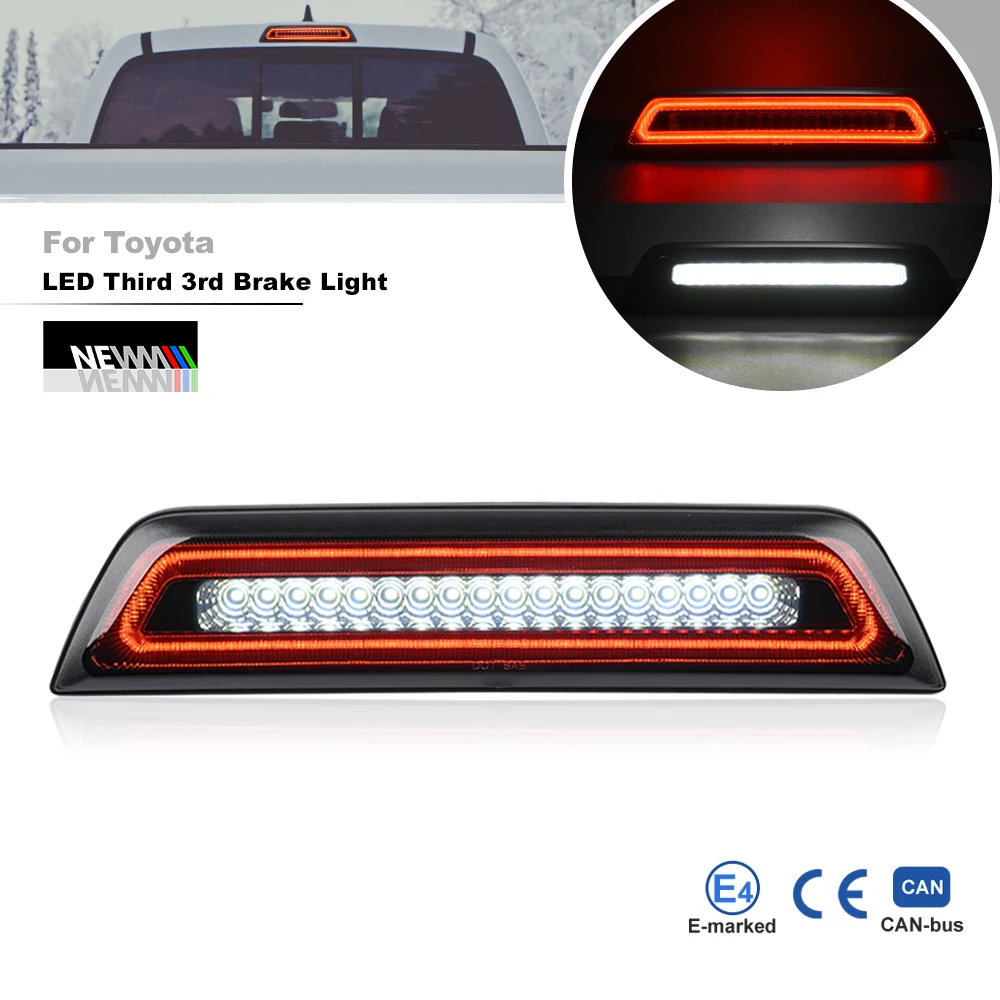 

Smoked LED Strobe Third 3rd Brake Light For Toyota Tacoma Gen3 N300 2016-2023 White Cargo Roof Reverse Kit CHMSL 81570-04051