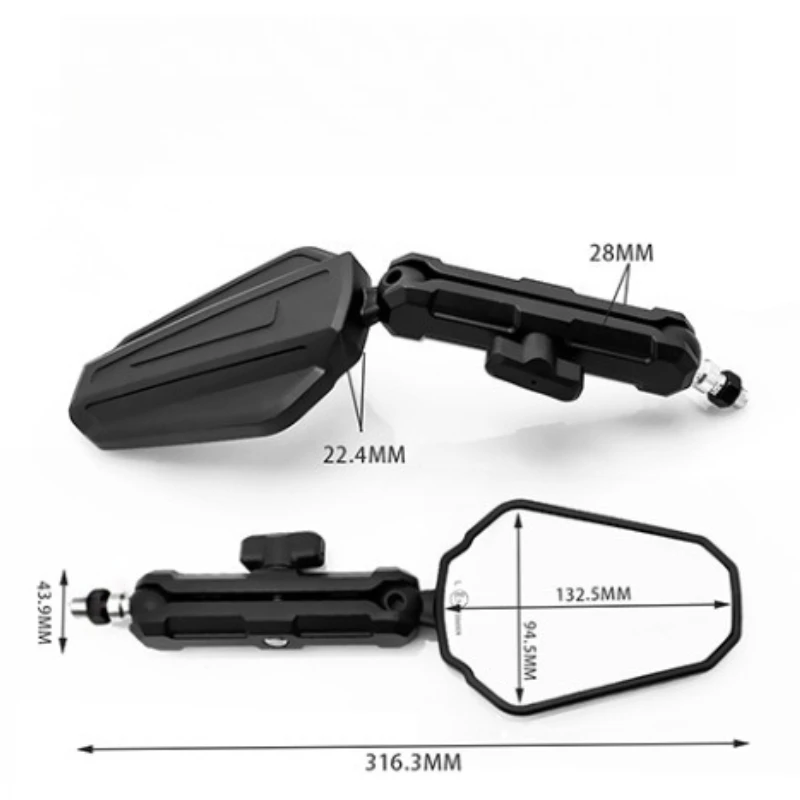 Universal Motorcycle Mirrors Angle Adjustable Folding Handlebar Side Mirror Compatible with Adventure Dirt Street Bike