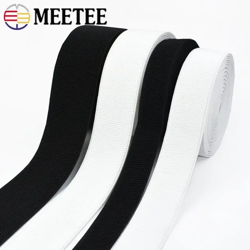 1-5M Meetee 2.5-10cm Black Elastic Bands Stretch Rubber Webbing Tapes for Skirt Waistband Belt DIY Clothing Sewing Accessories