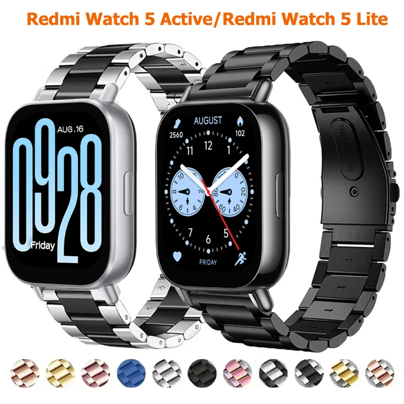 22mm Stainless Steel Strap For Redmi Watch 5 Active Band Metal Bracelet Watchband For Xiaomi Redmi Watch 5 Lite Watchband Correa