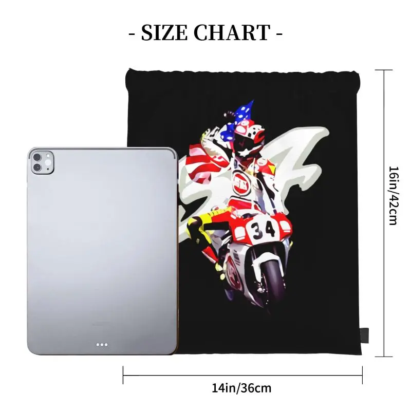 Kevin Schwantz The Wheelie King Of The Mountain Signature Drawstring Bags Gym Bag Creative Lightweight