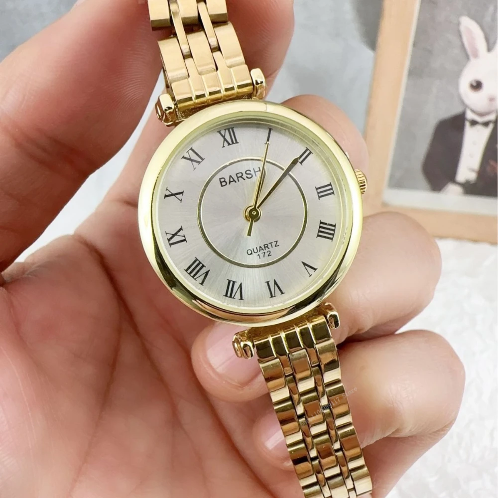 ساعة نسائية جديدة بحزام فولاذي ساعات رائعة للسيدات بسيطة ورقيقة مدمجة ساعة معصم عصرية على مدار الساعة
