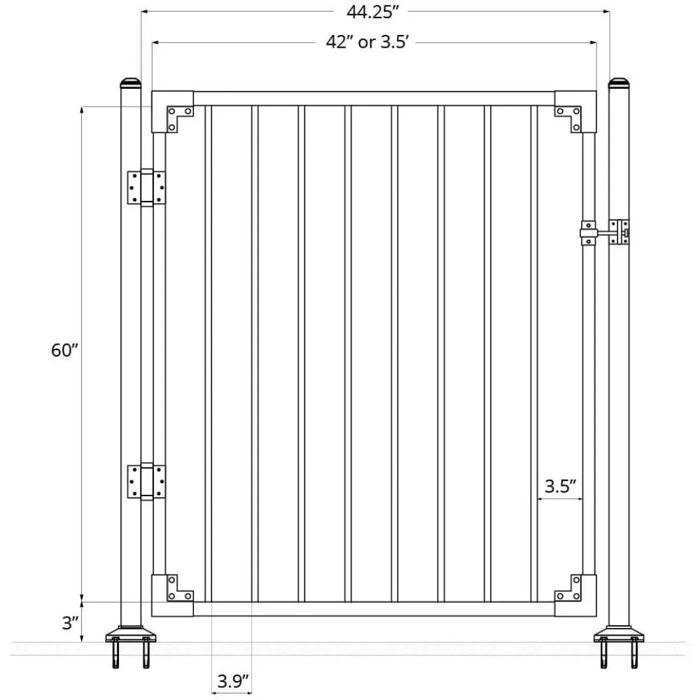 Steel Anti-Rust Fence Gate, 4ft W X 5ft H, Easy Installation, for Residential, Outdoor, Entry Way, 3-Rail Metal Gate, Fence