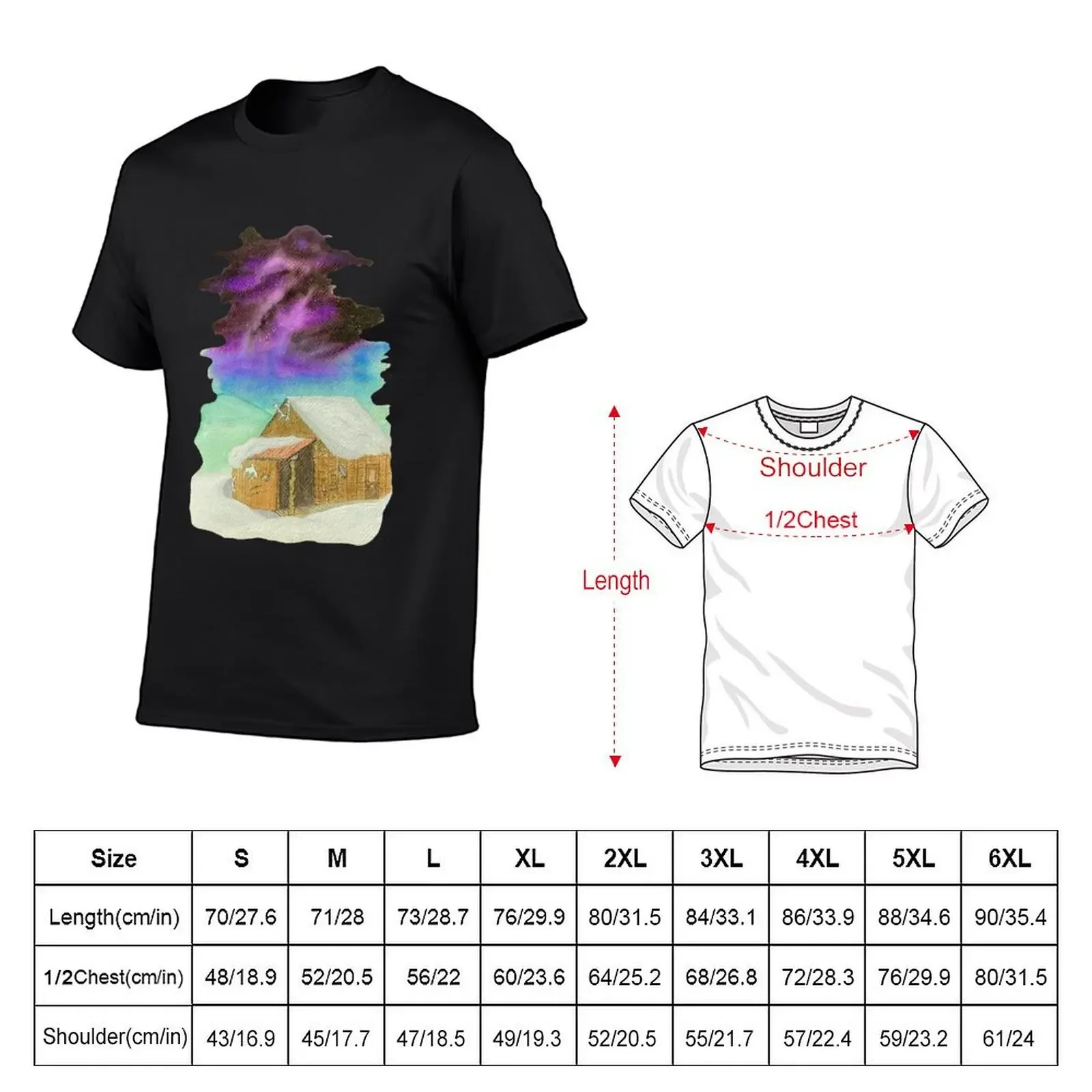 Acrylic Painting old wooden granary T-Shirt custom t shirt korean fashion graphic shirts vintage t shirt men