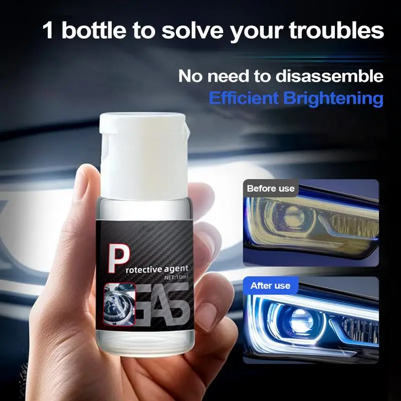 Car Lights Cleaner 10ml Headlight Lens Restorer Deep Cleaning Multi-functional Vehicle Detailing Product For Daily Maintenance - Image 6