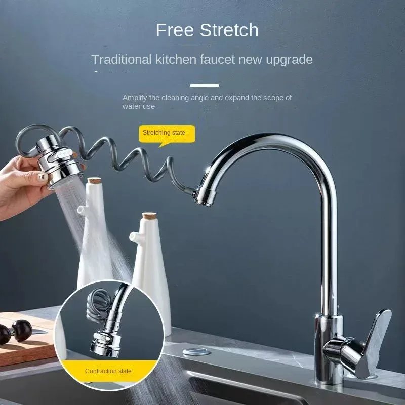 

Universal kitchen faucet can pull the water nozzle new pressurized flush three levels of water household essential magic