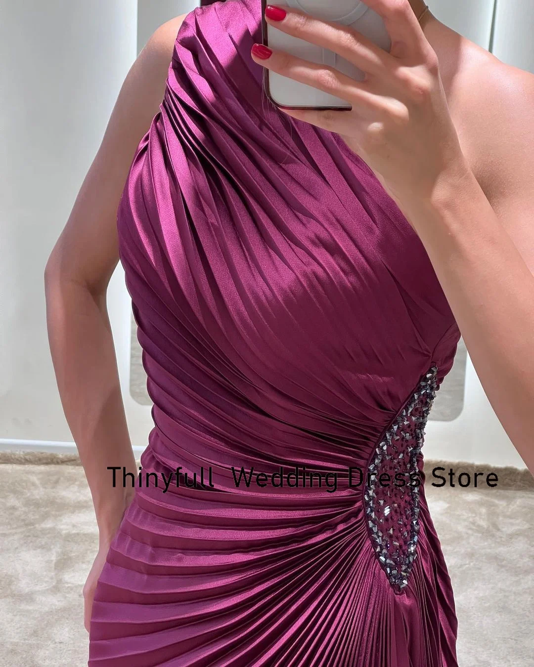 Thinyfull Mermaid One-Shoulder Prom Dress Elegant Sequines Sleeveless Saudi Arabia Evening Party Dresses Formal Occasion Gown