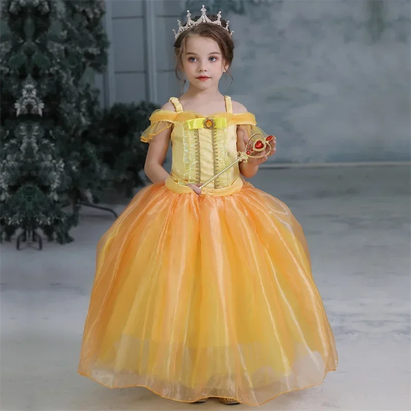 2024 Children Princess Costume Halloween Beauty and the Beast Cospaly Fancy Bella Dress Kids Prom Gowns Belle Costumes Girls