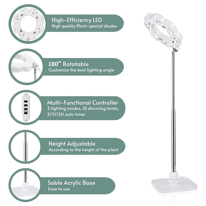 Full Spectrum Indoor Plantengroei Licht Schaalbaar Auto Getimed Led Licht Met 10 Helderheid & 3 Verlichting 180 ° Klein Plantengroei Licht