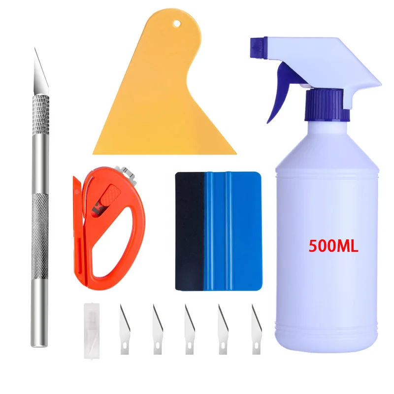 5Pcs Car Window Tint Install Tools Kit Vehicle Glass Protective Vinyl Film Tool Auto Window Film Scrapers Squeegee Spray Bottle