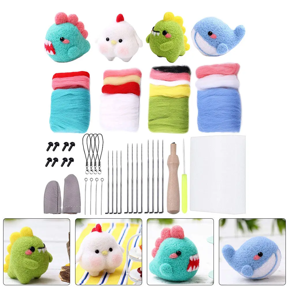 

4Set Wool Felting Tools Needle Felting Kit for and Beginners DIY Craft Set with Easy Instructions Animal Home Decoration