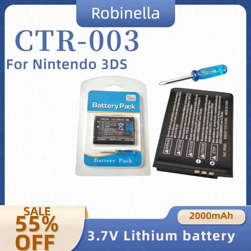 

Long-Lasting CTR-003 Battery 2000mAh. 2025 New 3.7V Rechargeable for Nintendo N3DS/3DS/2DS.