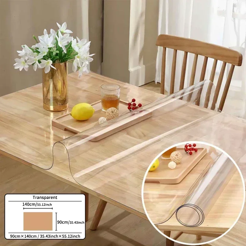 NEW Tablecloth Thickness PVC Transparent Waterproof Table Cover Mat Kitchen Pattern Oil Cloth Glass Soft Cloth Tablecloth