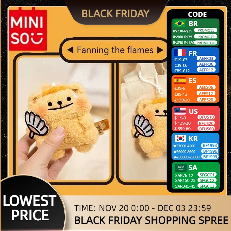 Miniso Bear Bug Mini Cartoon Pendant Doll Cute Bag Lanyard Gift Keychain Toy Bearisbug Anime Figure Doll Birthday Present