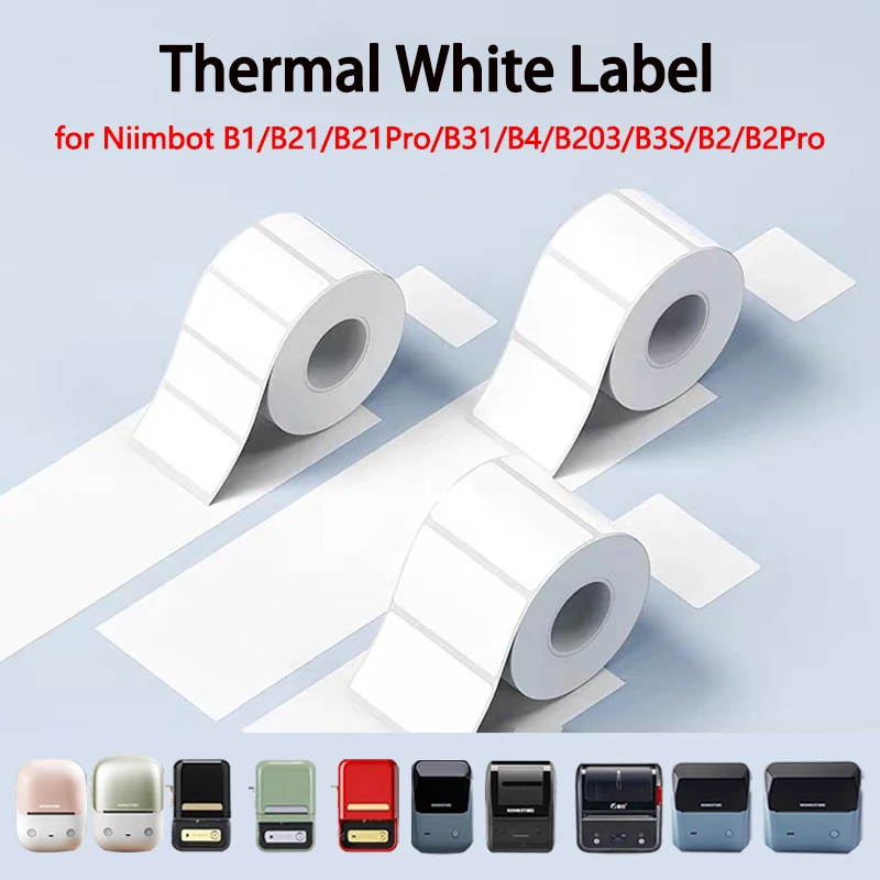 

Термоэтикетки Niimbot B1/B21/B2Pro/B3S/B203/B31/B4 White Label для одежды, ценников, продуктов, водонепроницаемые самоклеящиеся этикетки с штрихкодом