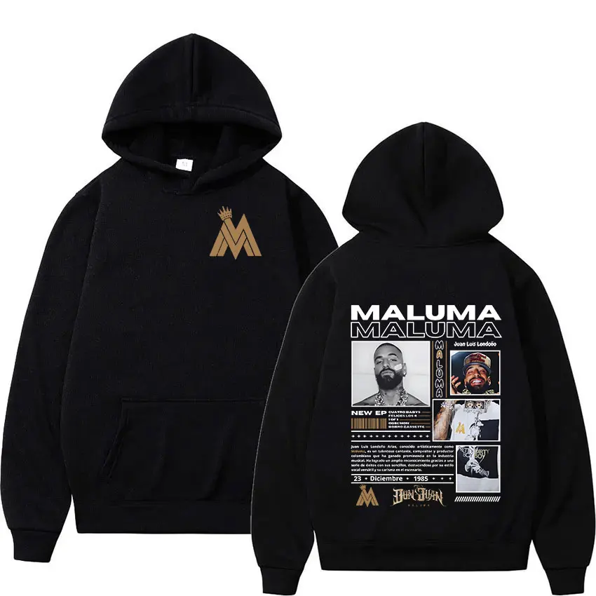 Ретро MALUMA 2025 Tour Album Толстовка Мужская толстовка в стиле хип-хоп с длинными рукавами большого размера Y2k Унисекс Модный пуловер с капюшоном Уличная одежда
