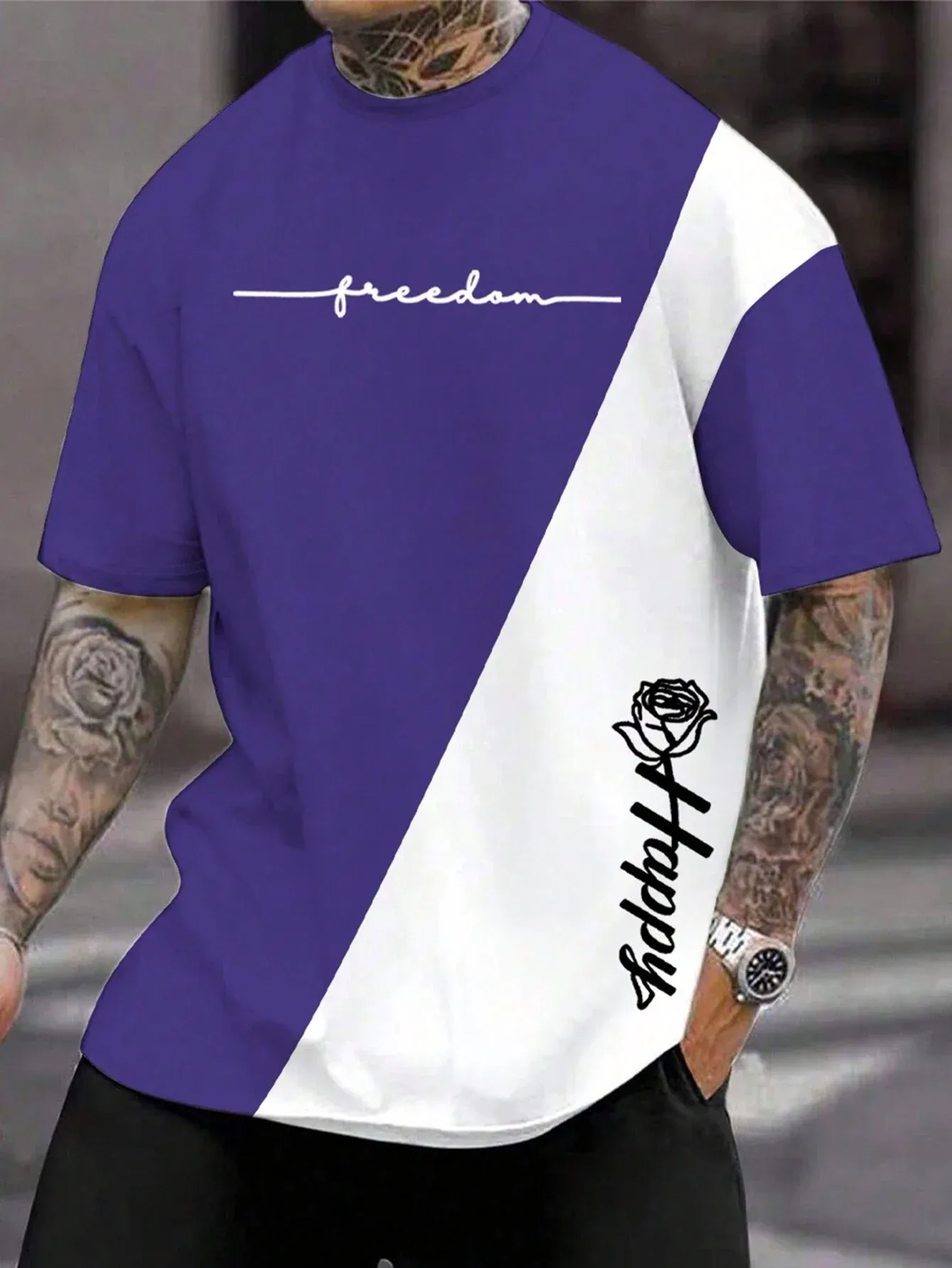 T Shirt For Men Clothing Fashion Letter&Flower 3D Printed T Shirts Harajuku Short Sleeve Tee Casual Oversized Men's Clothing image 3