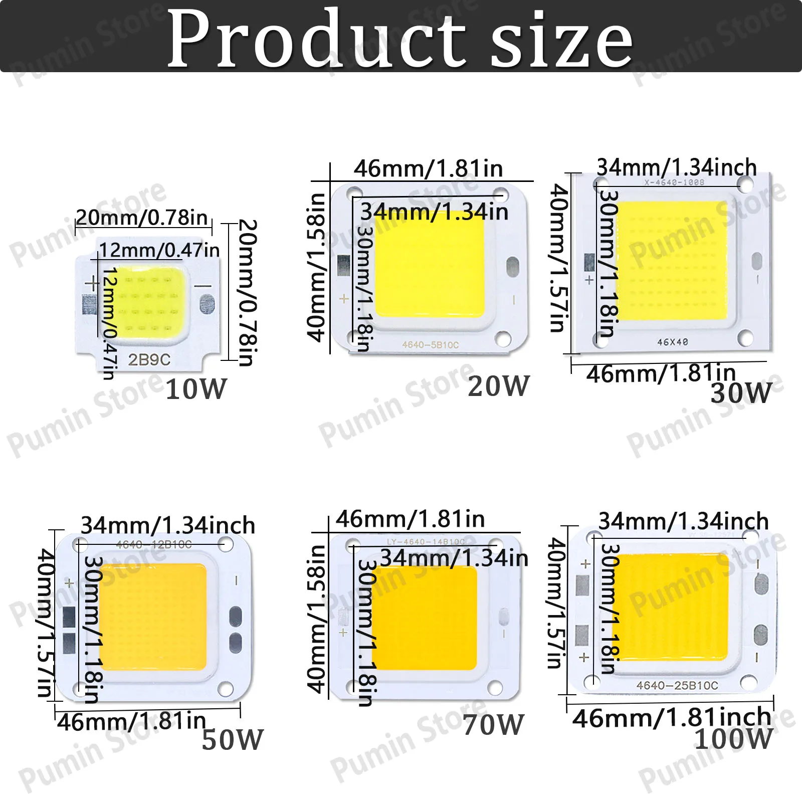 LED COB Chip High Power 10W 20W 30W 50W 70W 100WDC27-33V LED Diode for Outdoor Lighting Floodlight Spotlight light source DIY