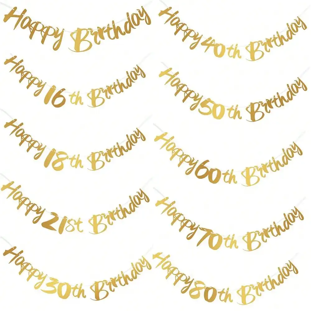 1PC Alles Gute zum Geburtstag 16/18/21/30/40/50/60/70/80thYear Alte Einweggeschirr Schwarz Gold Platte Tischdecke Banner Für 60. Geburt – Detail 3
