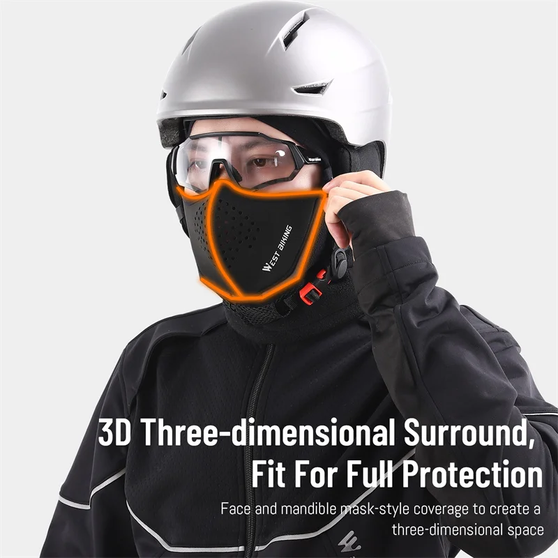 WEST BIKING Magnetic Thermal Mask Winter Windproof Warm Balaclava Cap Outdoor Sports Skiing Hiking Breathable Cycling Headgear