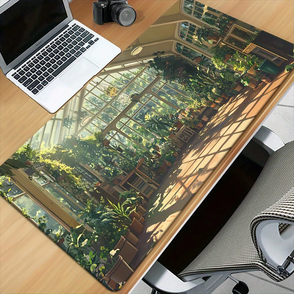 Verdant Greenhouse Landscape MousePad Natural Rubber Anti-Slip Office Computer PC Gamer Laptop Desk Mat Office Desktop Accessory