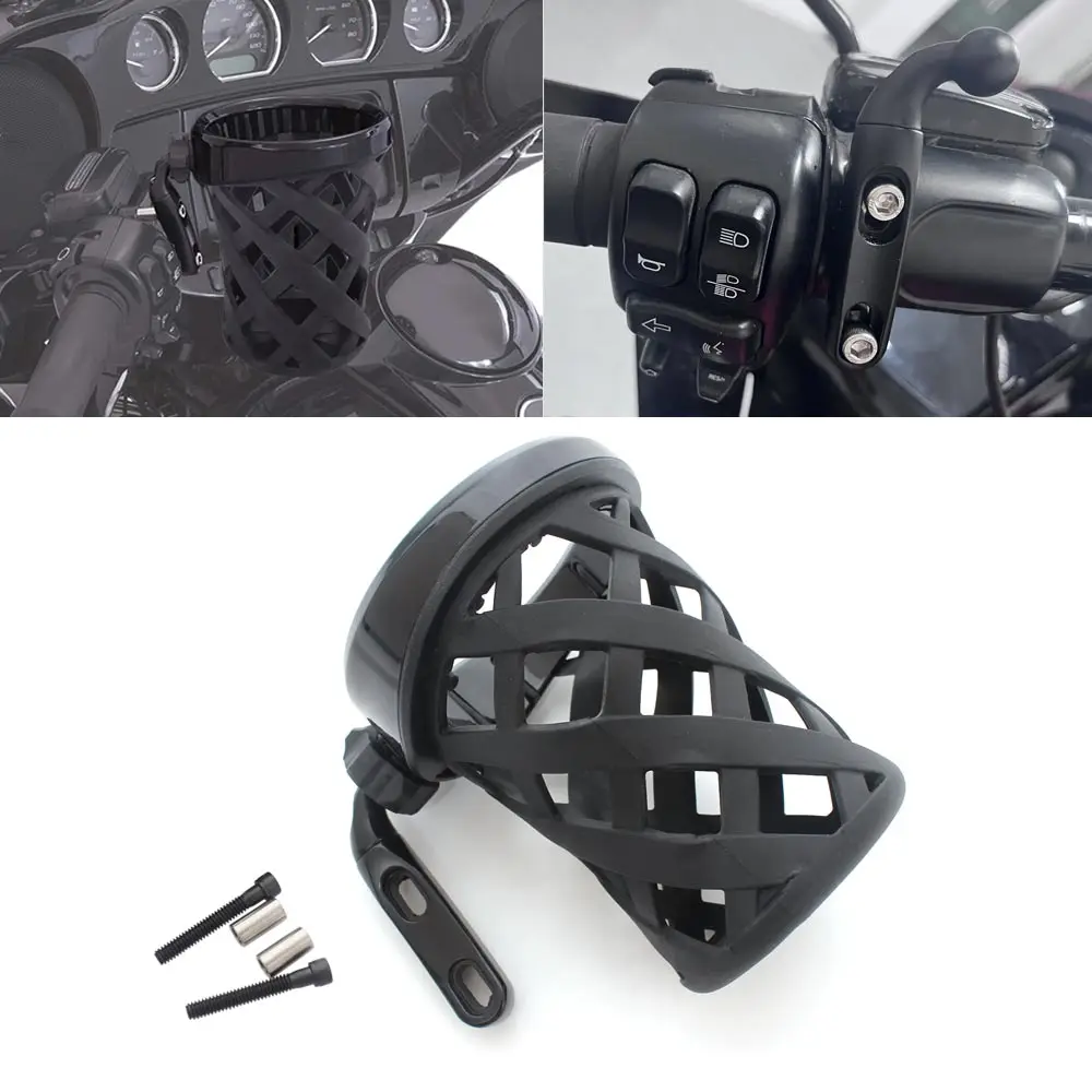 Drink Holder Drink Cup Holder With Screw Kit Fits For H-D For Yamaha For Kawasaki For Suzuki For Indian Black Drink Cup Holder