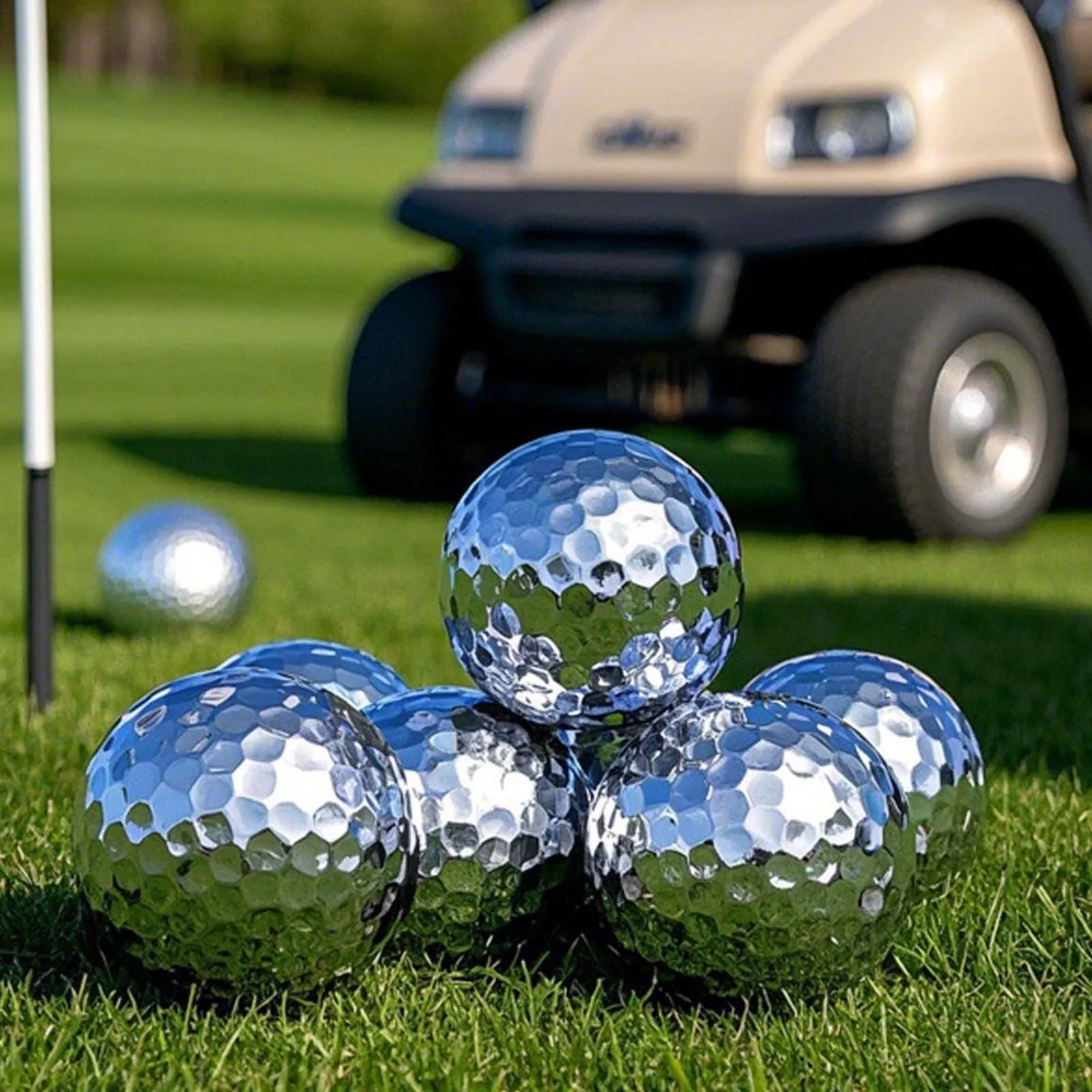 

Silver Electroplated Golf Practice Balls Golf Practice Accessories for Golf Course Driving Range