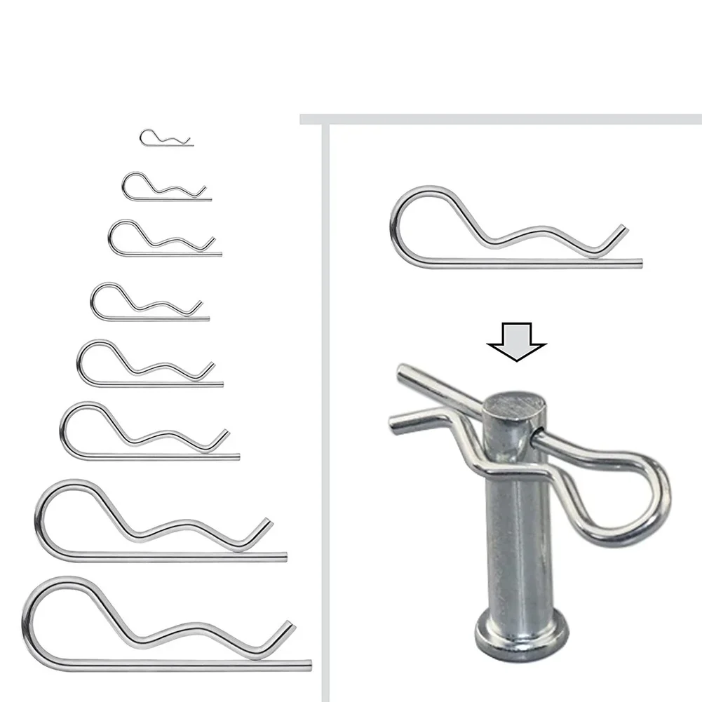 100pcs Multiple Size R-Type Cotter Pins Set R Type Spring Cotter Pin Wave Shape Split Clip Clamp Hair Tractor Pin For Car