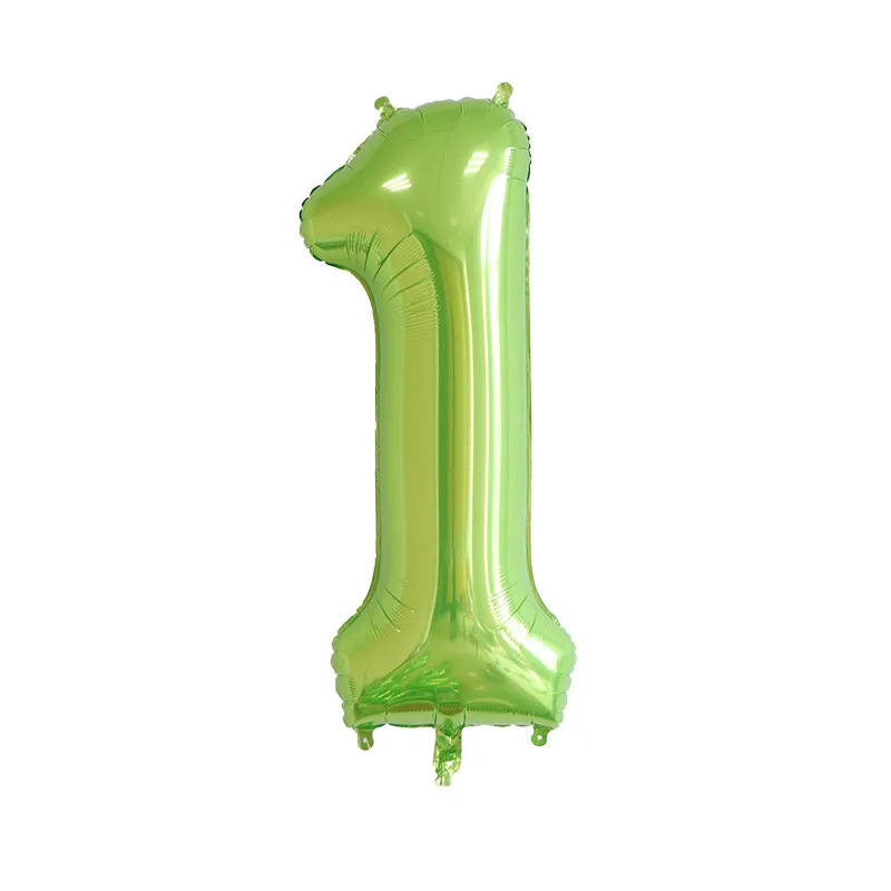 32inch Green Number Balloon Digital 0 1 2 3 4 5 6 7 8 9 Aluminum Foil Ballon for Kids Birthday Party Decoration Safari Wild One