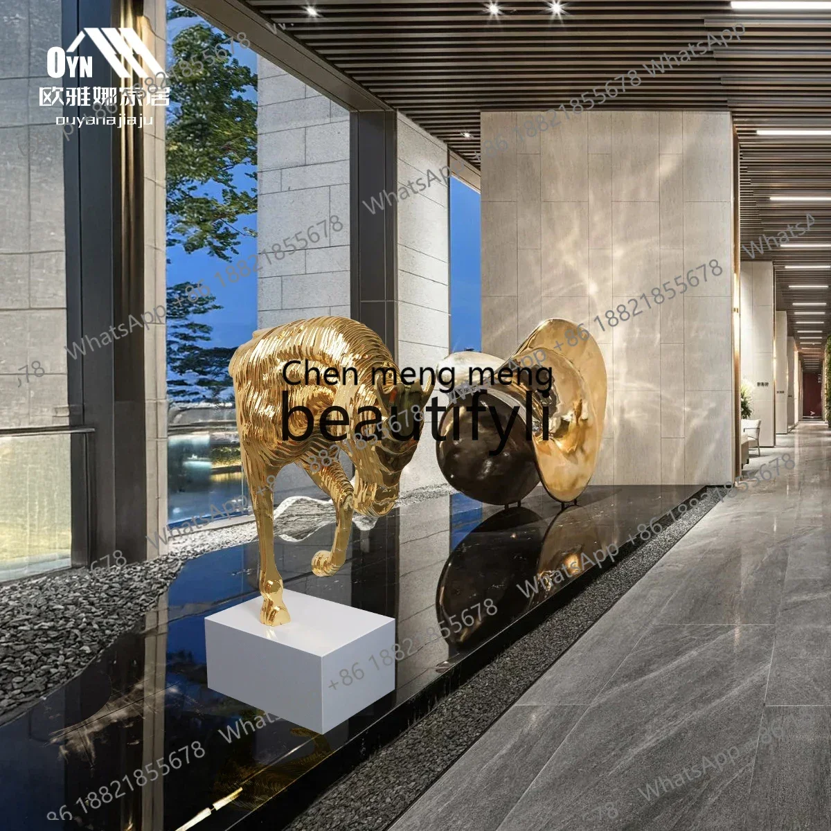 ss26 S26 Hotel Lobby Sculpture Club Sales Department Entrance Aisle Floor Ornament Creative Animal Crafts