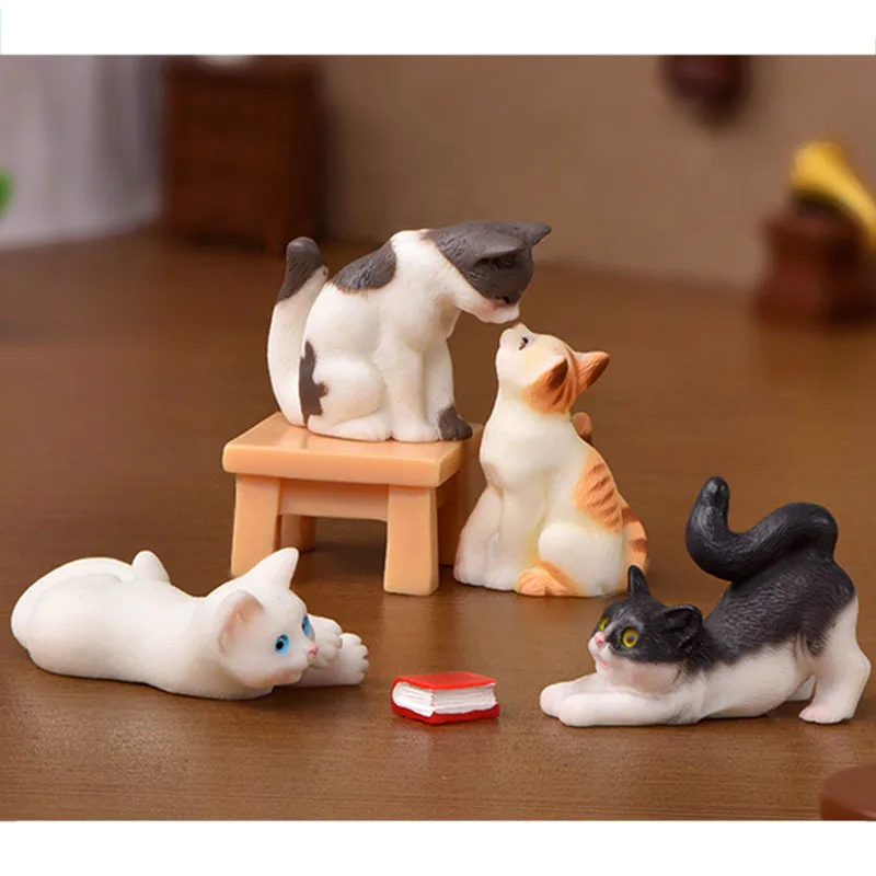 Cute Cat Stool Ornament For Kids Children Baby Garden kitten Ornament Gift Room Decoration Toy Miniature Figurines Home Decor