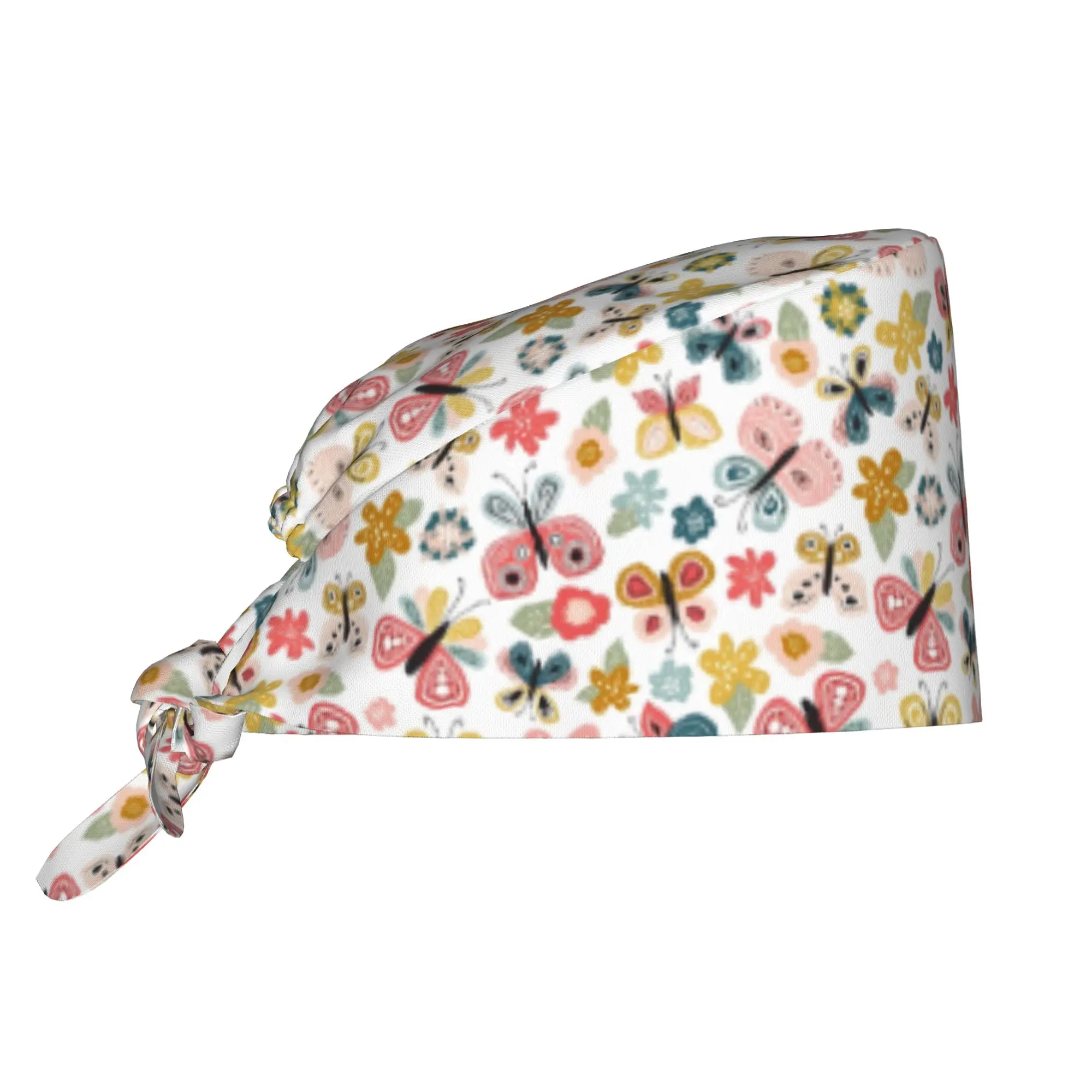 Funny Colourful Butterfly Printed  Scrubs Cap Surgical Hats Women Men  Operating Room Cap Nursing Cap Lab Works Hat