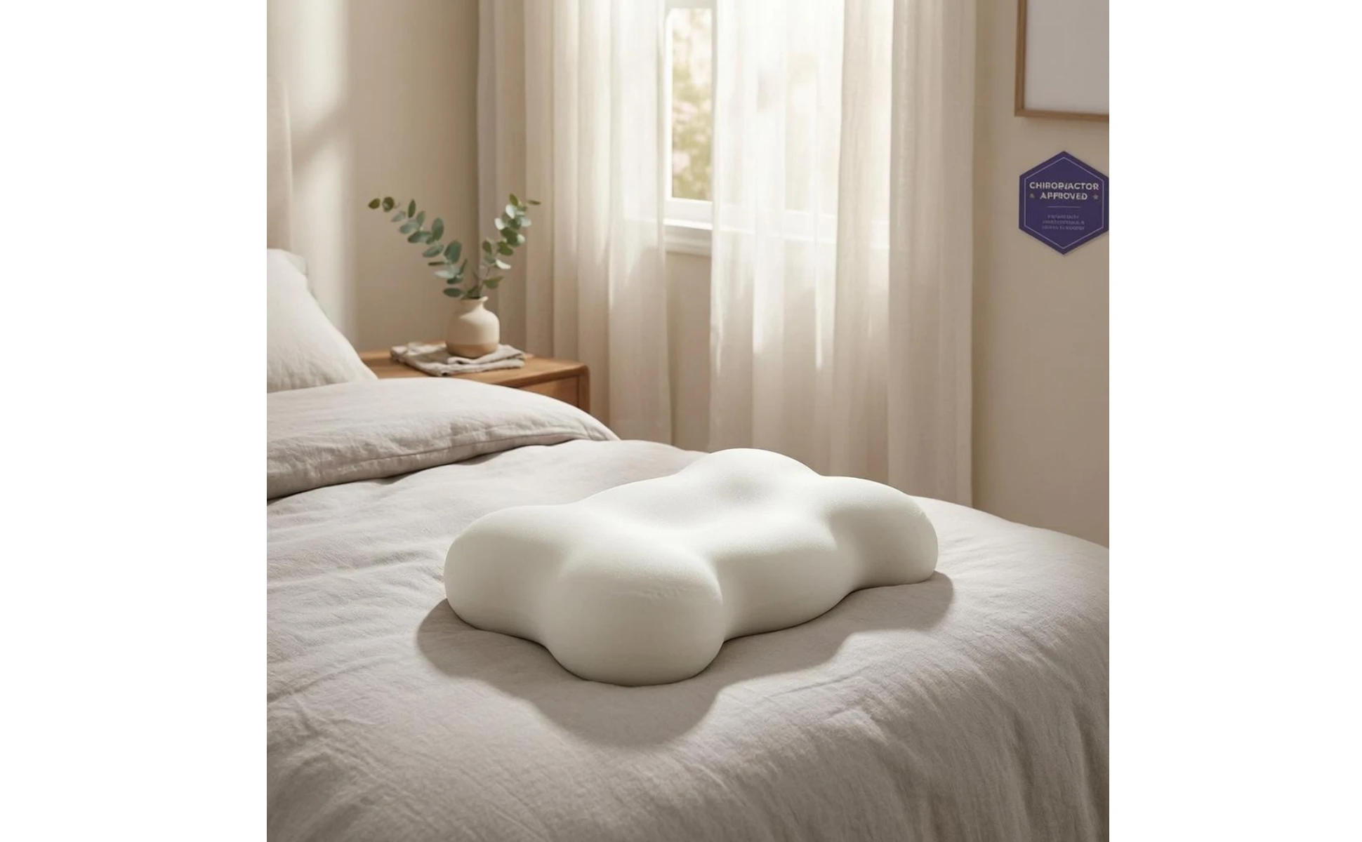 Contoured Memory Foam Pillow Raised Side Sections Sleep Support Bedding Matching Pillowcase