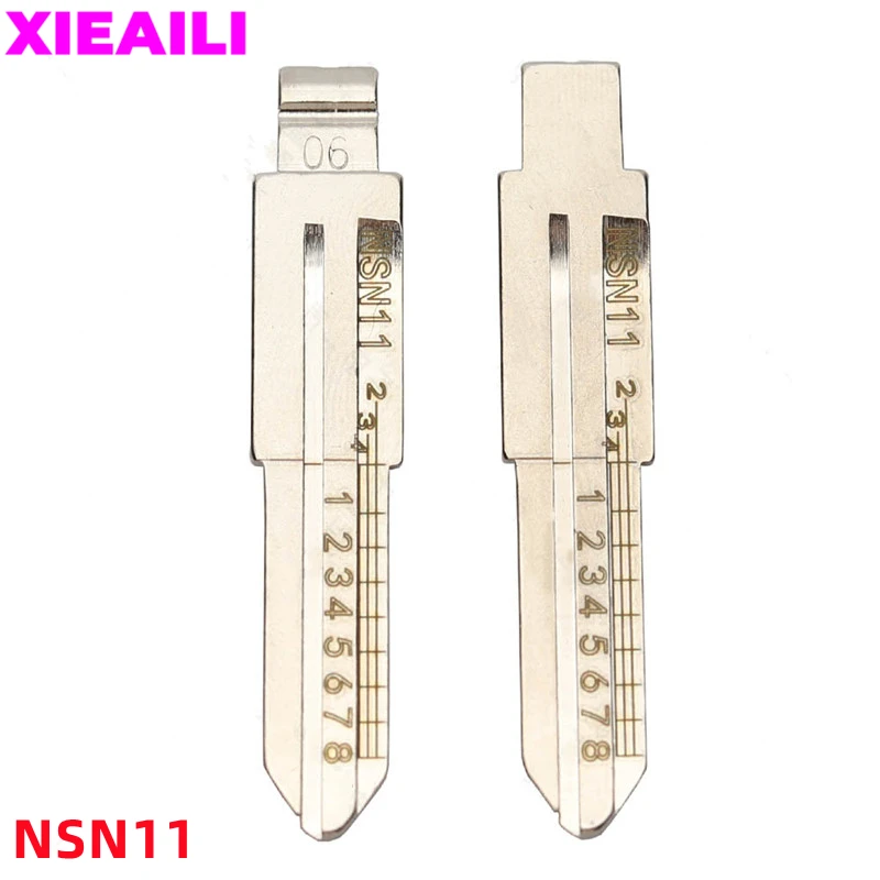 

XIEAILI 50Pcs NO.6 NSN11 Engraved Line Key Blade Scale Shearing Teeth Uncut Key Blade For Nissan