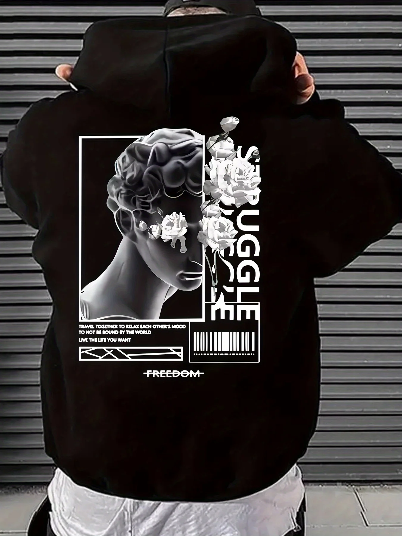

Эстетическая статуя - 3Dflower Sculpture Graphic Streetwear, дизайн Stuggle & Freedom, узлы с принтом на спине, толстовки, мужские толстовки