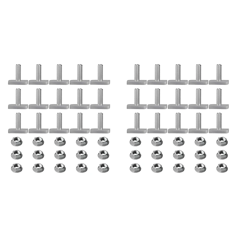 ABSE-30Pcs T Slot Bolt Replacement,M8 X 20 Screws, A2-70 Rail Track Screws Track Nuts With 15 Flange Nut