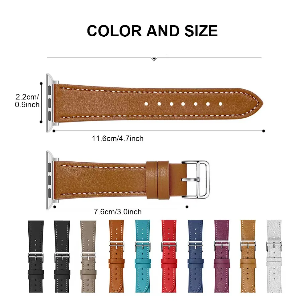 Genuine Leather Strap For Apple watch band 44mm 49mm 45mm 42mm 46mm 40mm correa bracelet iWatch series 7 8 6 SE ultra With Logo