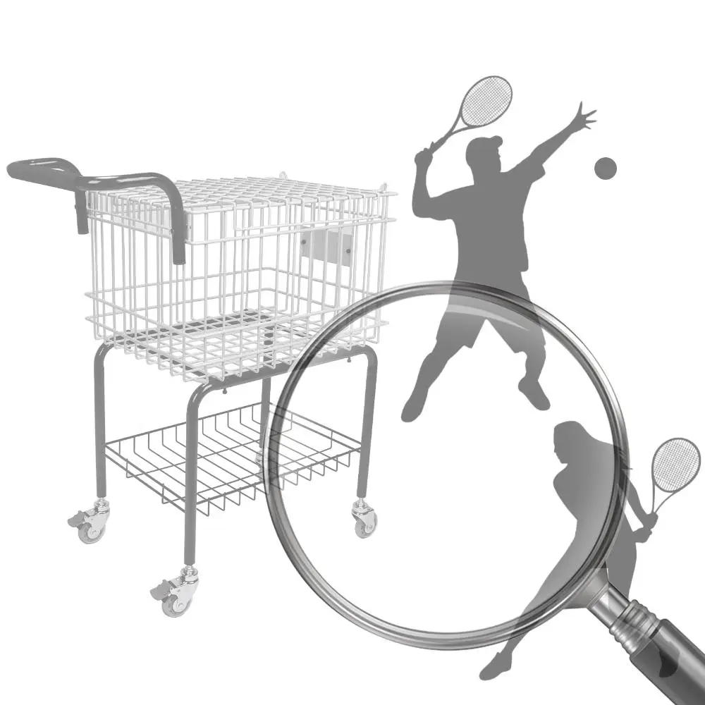 

Training Ball Pickup Basket with Wheel Tennis Teaching Cart Holds 350 Balls Basket Carrier Gatherer Hopper Container