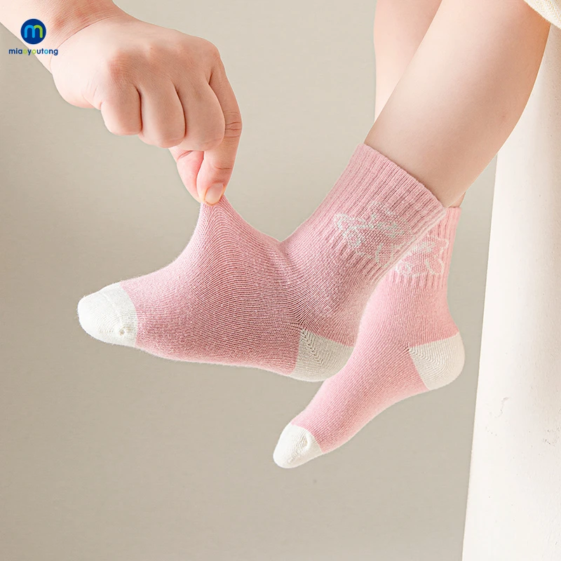 5 Pairs /Lot Cute Kids Ribbed Cotton Winter Warm Socks Boys Girls Toddler Children\'s Floor Socks Suitable For 1-12Y Miaoyoutong