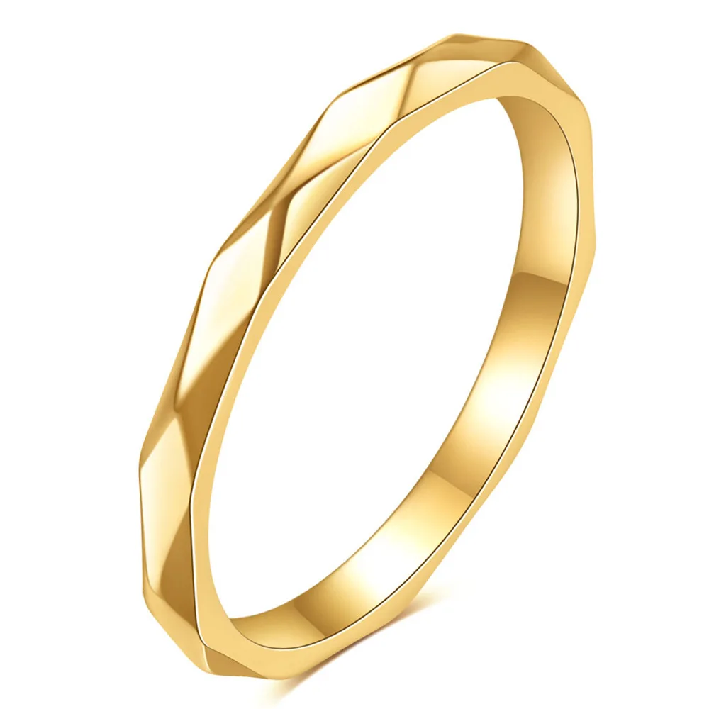 316L Edelstahl Facettierter Ring in Goldfarbe, Nie Verblassend, Minimalistischer Geometrischer Bandring für Damen und Herren, Stapelbarer Schmuck, Geschenk