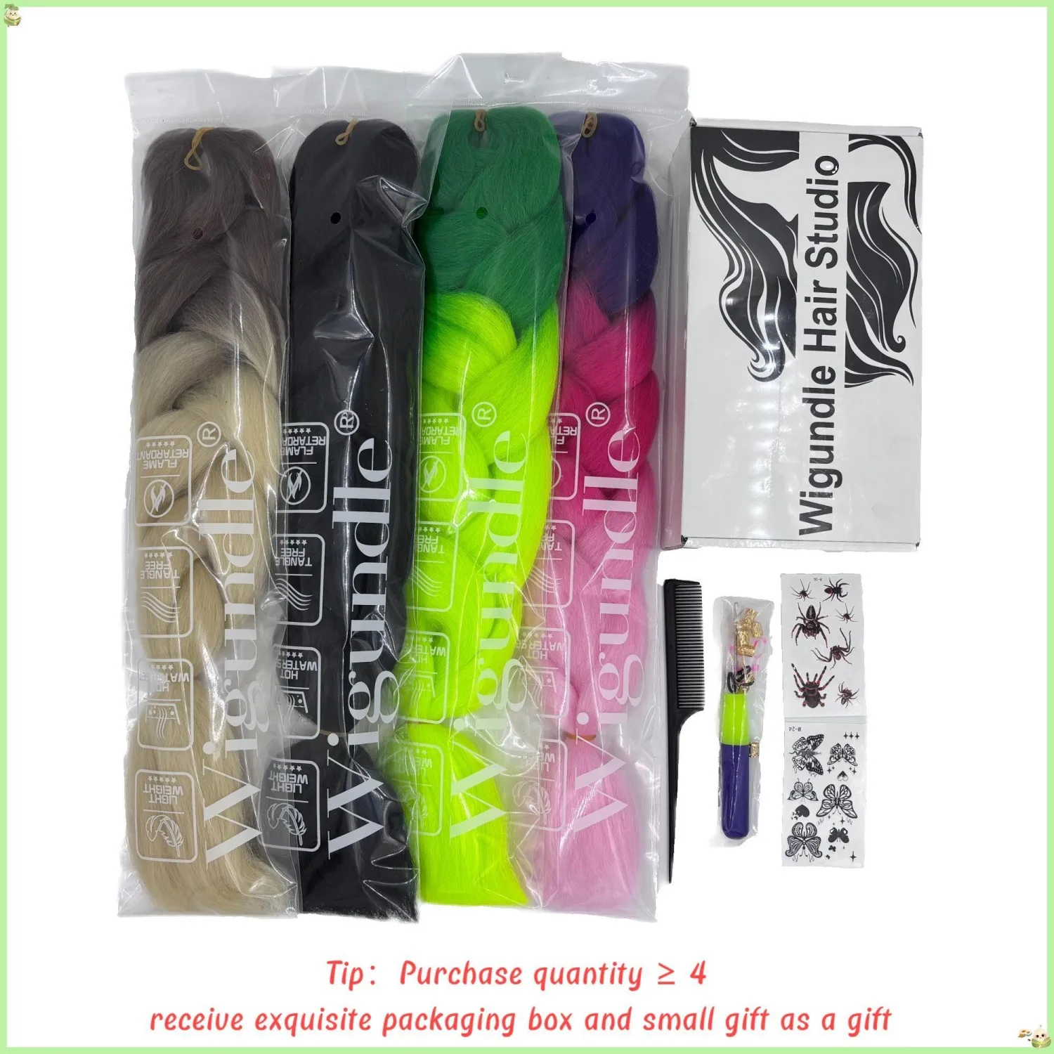 Extensiones de cabello trenzado, trenza Jumbo Kanekalon de 24 pulgadas, extensiones de cabello de fibra sintética de alta temperatura, caja de trenzas, cabello trenzado