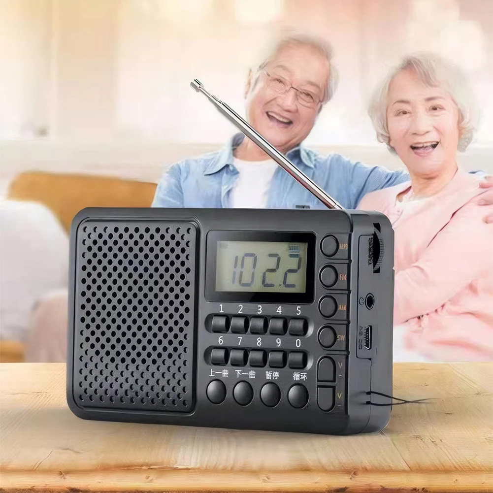 

Full Band Radio with LED Screen Display Portable FM/AM/SW Receiver Support TF Card USB Drive Pocket Radio for Home Outdoor