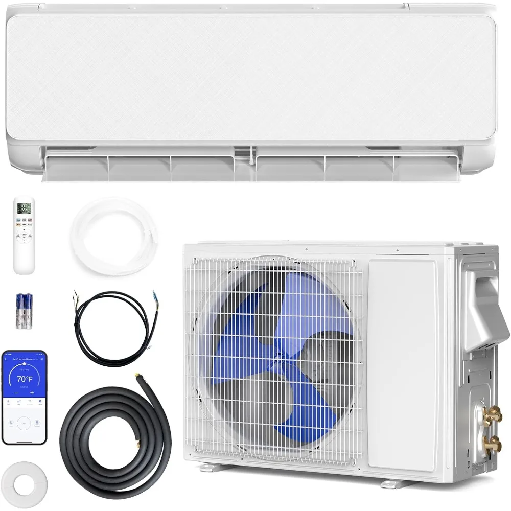 12000 BTU Mini Split Air Conditioner & Heating System, Wifi, Remote Control, Low Noise, 22 SEER2 Energy Efficient 115V AC Unit