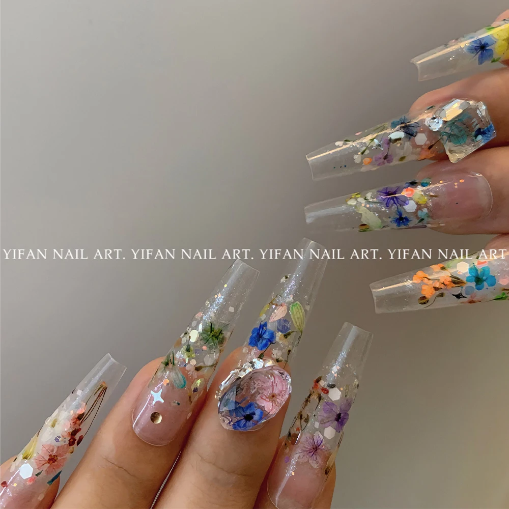 Kawaii Flower Nail Accessories Fashion Maiden Heart Dried Flower Design 1Box Nail Art Decoration DIY Manicure Art Supplies