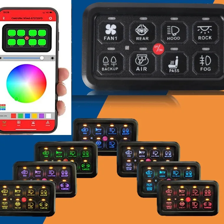 8 Gang Switch Panel  Automatic Dimmable LED Touch Control Electronic Relay System Car  Universal for Truck Boat Marine Caravan