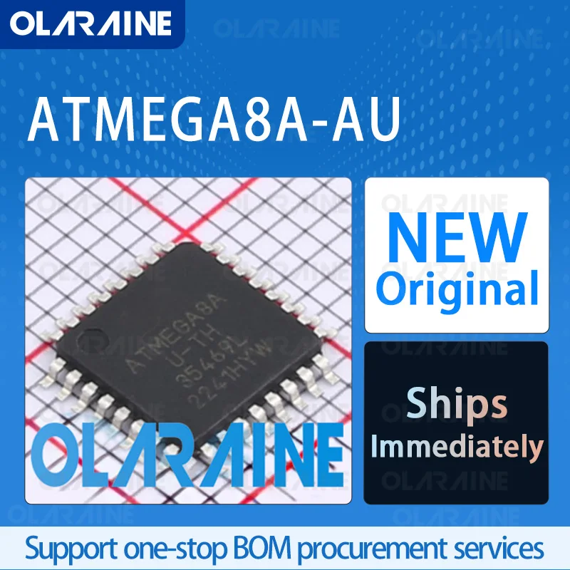 1/5/10Pcs ATMEGA8A-AU TQFP-32 8-bit microcontroller -MCU RoHS Core AVR Data RAM 1 kB 23 I/O Voltage 5.5 V