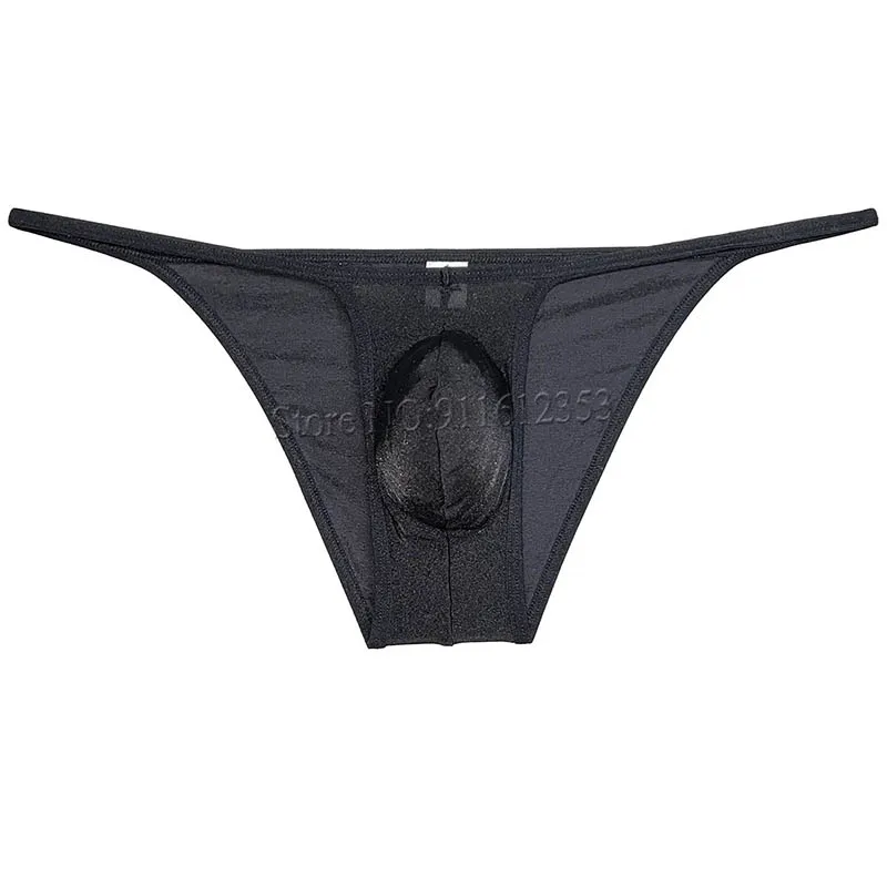 Intimo da uomo in seta di ghiaccio Bulge Pouch slip Bikini mutande Ultra sottili slip mutandine sportive da uomo