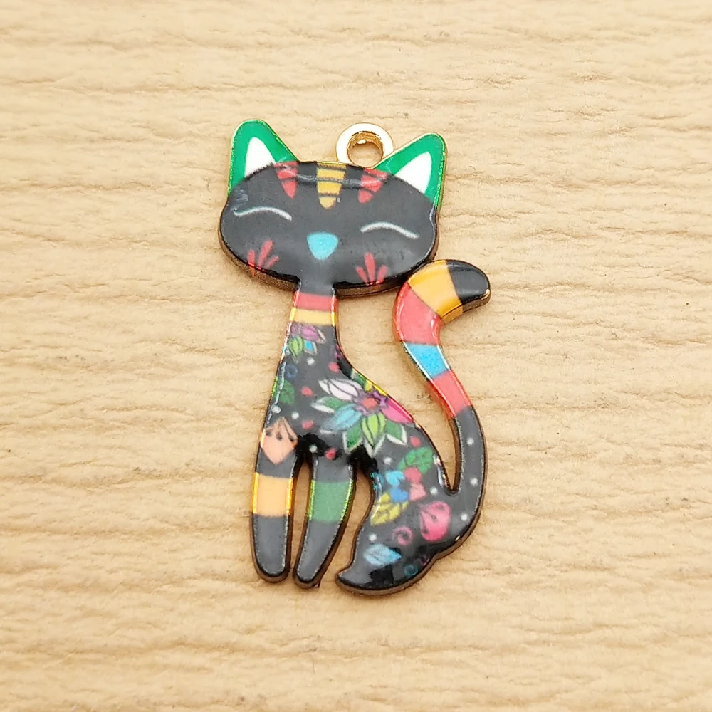 10pcs Cat Charm for DIY Jewellery Making Accessories