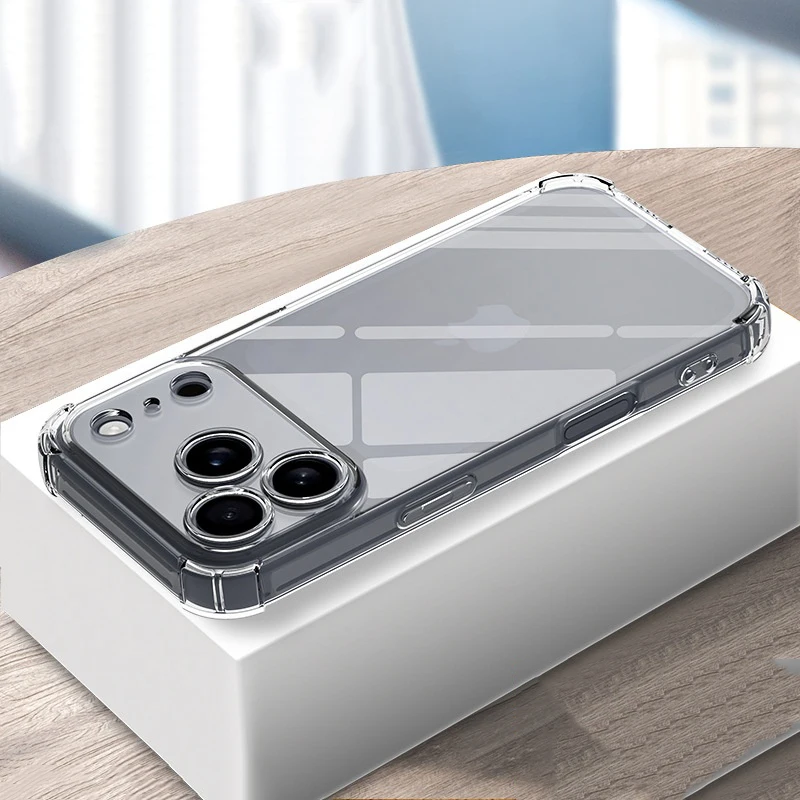 حافظة شفافة جديدة مضادة للسقوط بأربعة زوايا لهاتف آيفون 17 17 Air 17 Pro Max غطاء سيليكون شفاف مقاوم للصدمات لهاتف 17Pro Bumper Capa